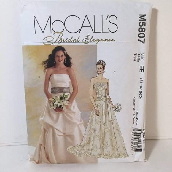 McCall's Sewing Pattern Size 14 16 18 20 Wedding Dress Formal Wear Gown Uncut - Picture 1 of 6